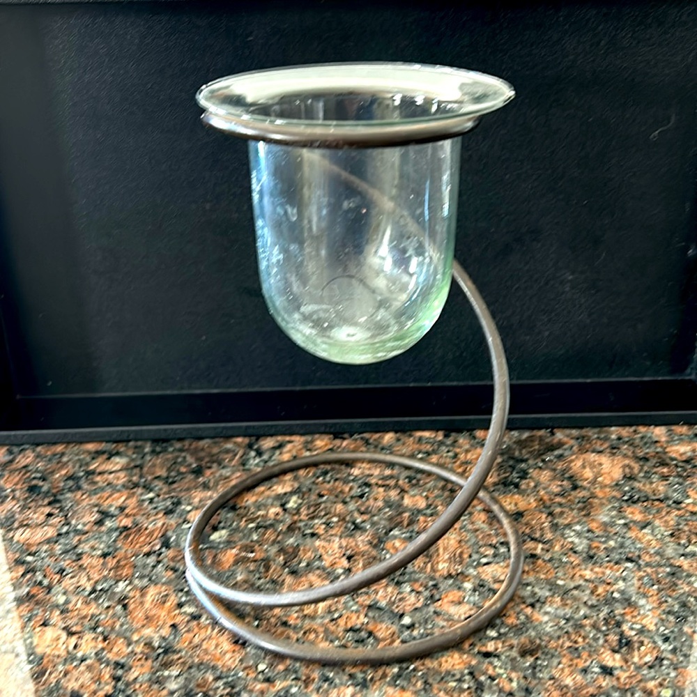 Partylite Votive/Tealight Holder Vintage Spiral Wrought Iron Glass Collectable